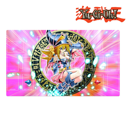 Yu-Gi-Oh! playmat with character design on a colorful background